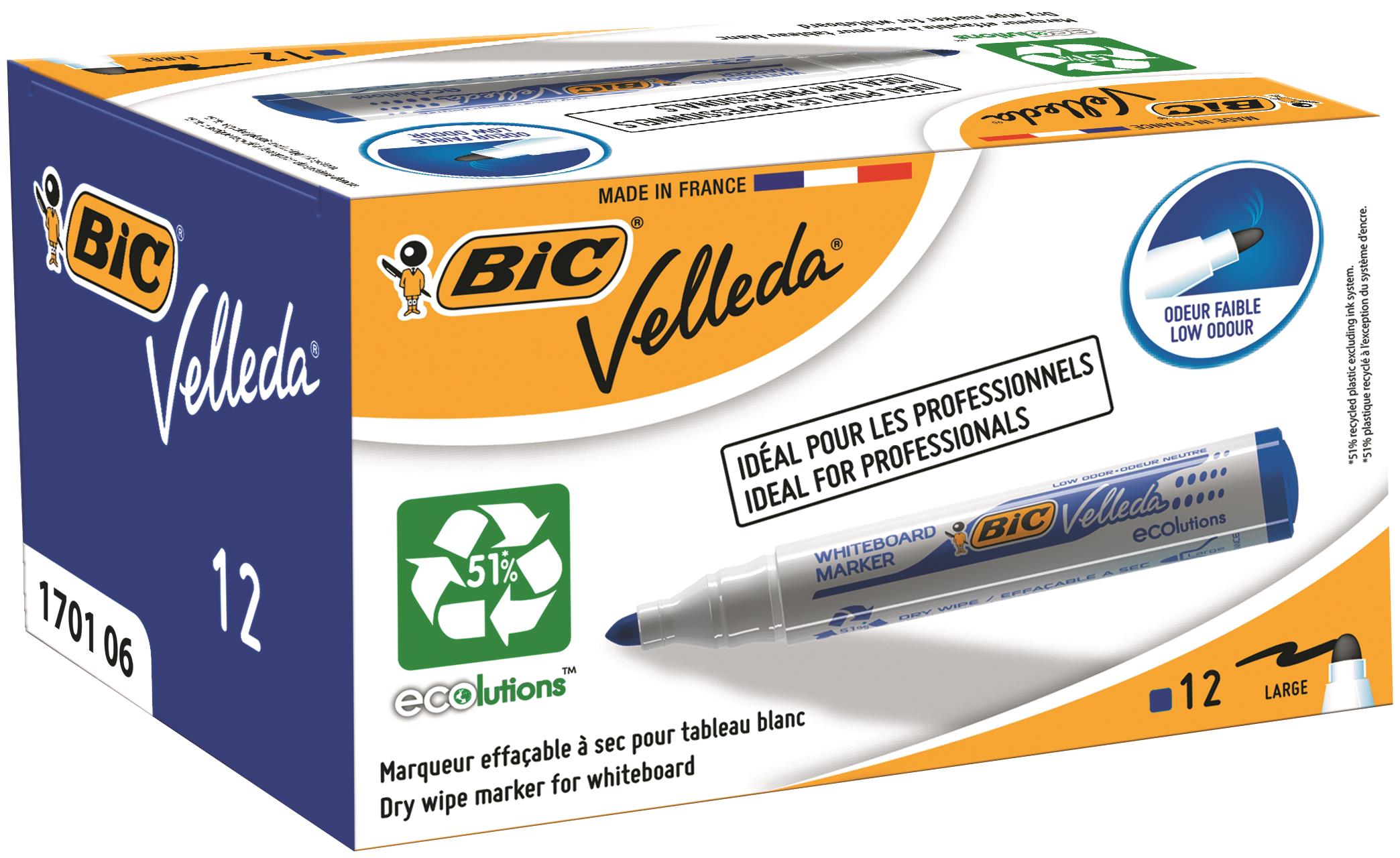 Velleda 1701 Wbrd Marker Bullet Blue Bx12
