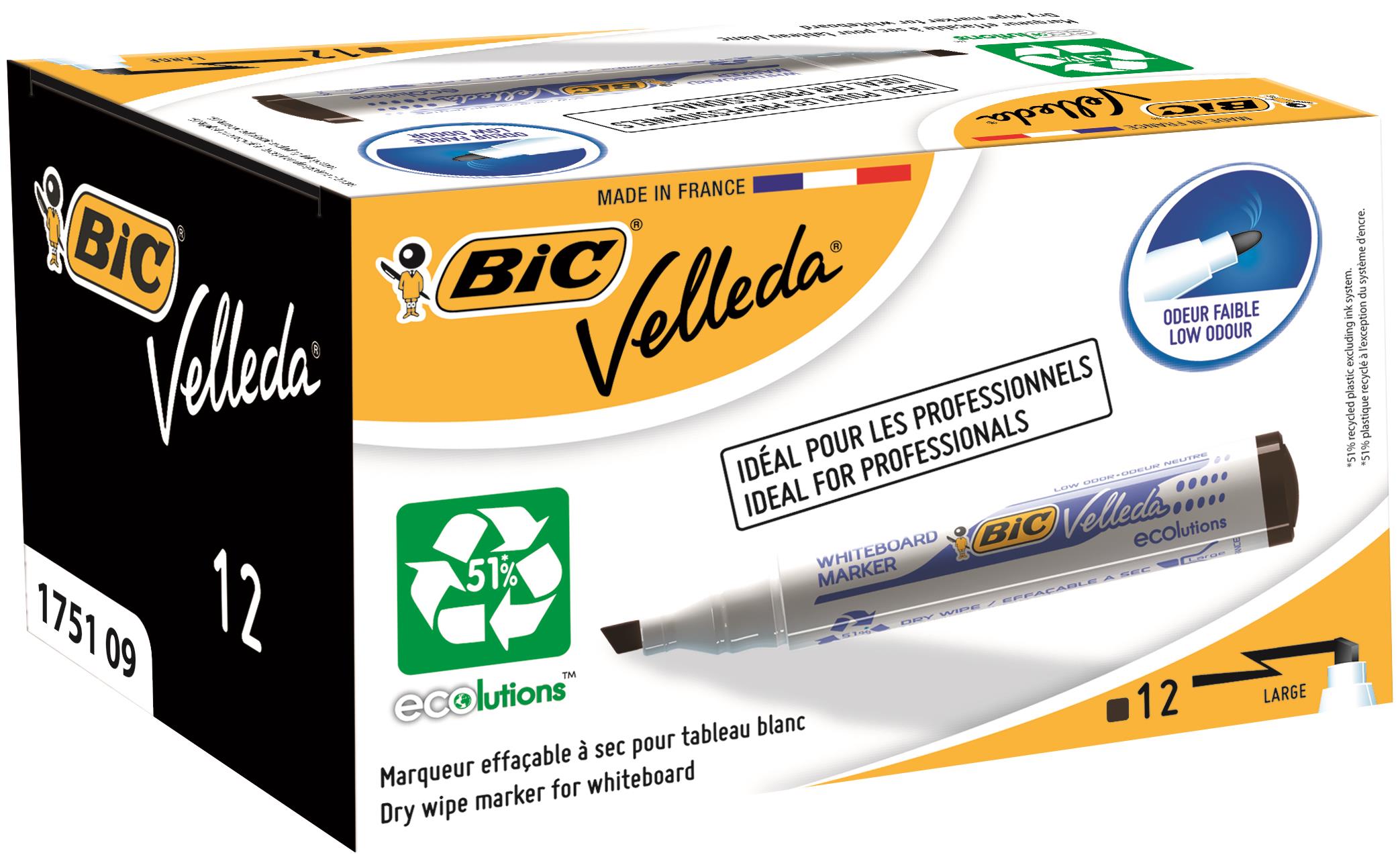 Velleda 1751 Wbrd Marker Chisel Black Bx12