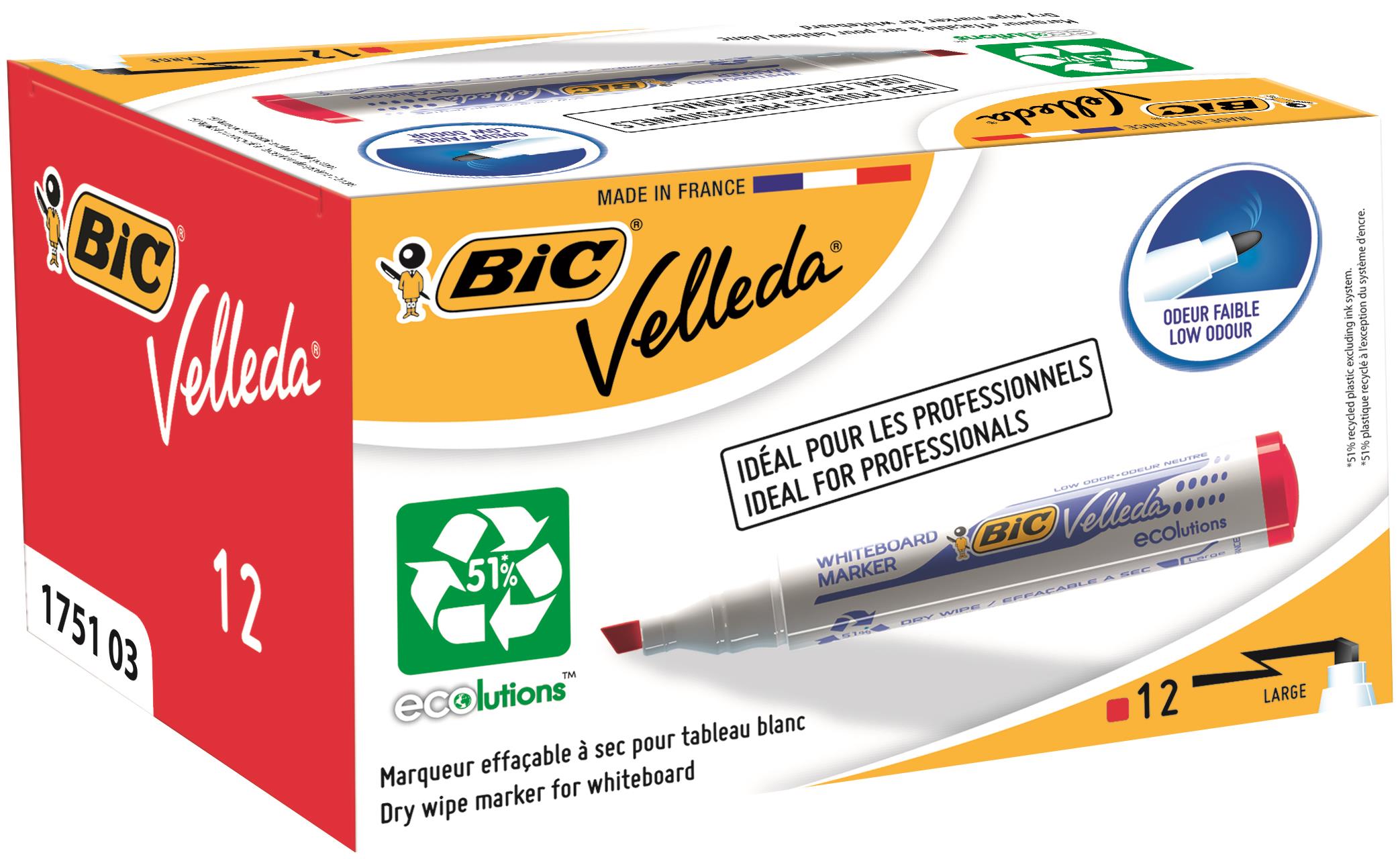 Velleda 1751 Wbrd Marker Chisel Red Bx12