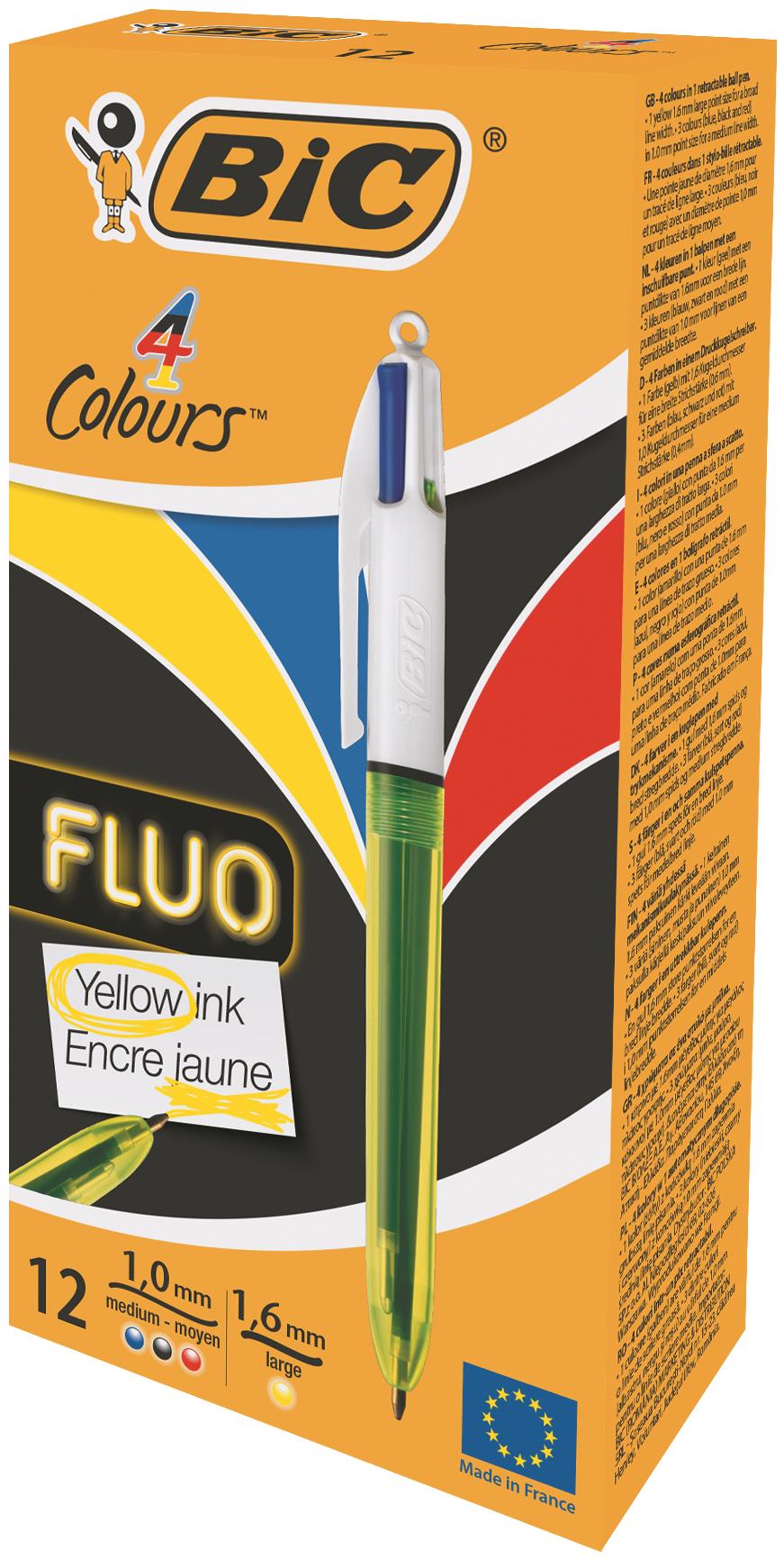 Bic 4 Colour Ballpen Fluo Bx12