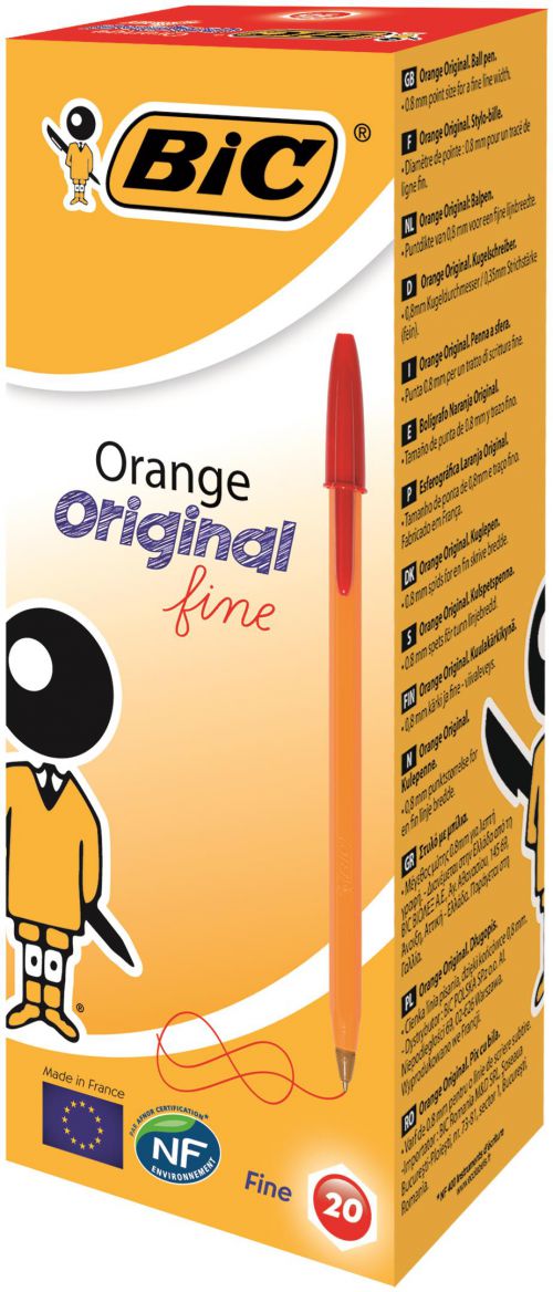 Bic Orange Fine Ballpoint Pen Red (Pack of 20) 1199110112
