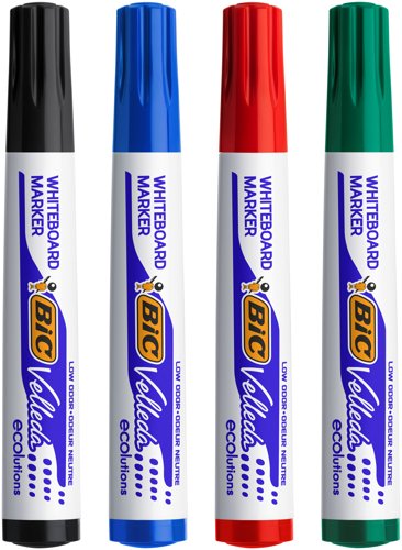 Bic Ecolutions Velleda 1701 Whiteboard Marker Bullet Tip 1.5mm Line Assorted Colours (Pack 4) - 904941  68499BC