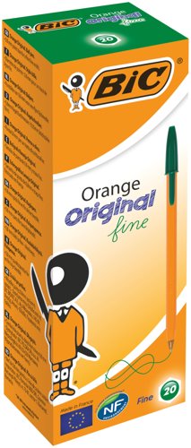 Bic Orange Ballpoint Pen 0.8mm Tip 0.30mm Line Green (Pack 20) - 1199110113