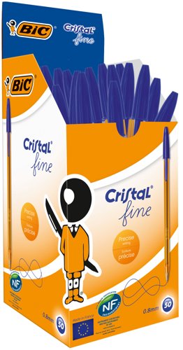 Bic Orange Ballpoint Pen 0.8mm Tip 0.30mm Line Blue (Pack 50) - 872730