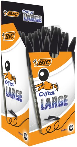 Bic Cristal Ballpoint Pen 1.6mm Tip 0.42mm Line Black (Pack 50) - 880648