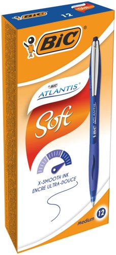 Bic Atlantis Premium Retractable Ballpoint Pen 0.32mm Line Blue (Pack 12) - 9021322