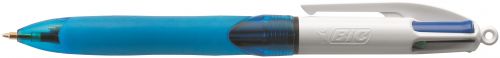 Bic 4 Colours Comfort Grip Ballpoint Pen 1mm Tip 0.32mm Line Blue/White Barrel Black/Blue/Green/Red Ink (Pack 12)  | County Office Supplies
