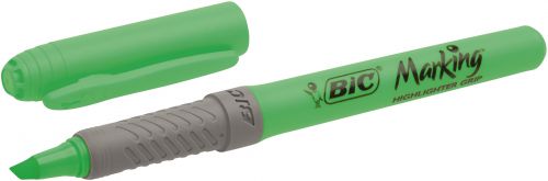 Bic Grip Highlighter Pen Chisel Tip 1.6-3.3mm Line Green (Pack 12)  | County Office Supplies