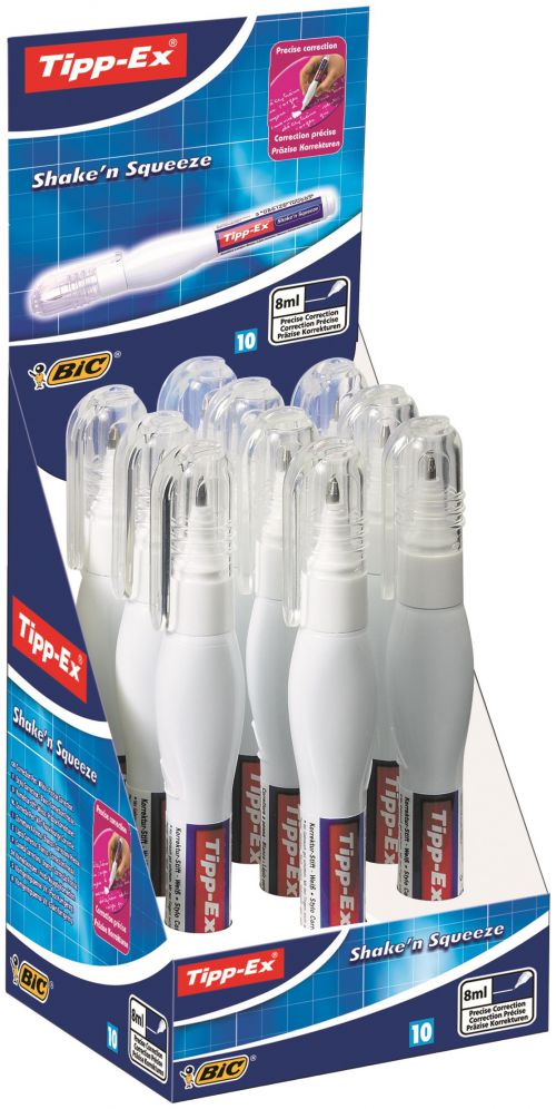 Tipp-Ex Shake n Squeeze Correction Fluid Pen Fine Point 8ml White Ref 8024223 [Pack 10]
