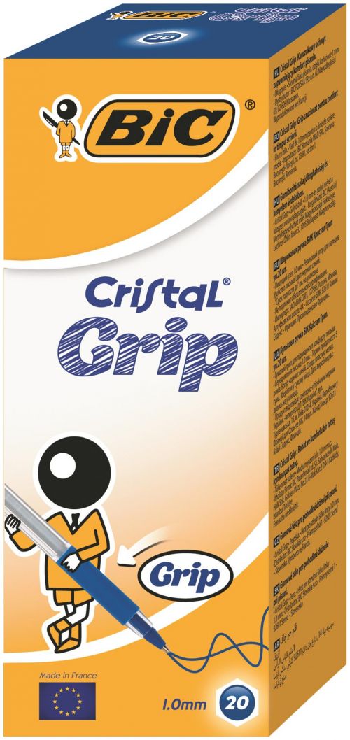 Bic Cristal Grip Medium Point Ball Pen Blue 802801 [Box 20]