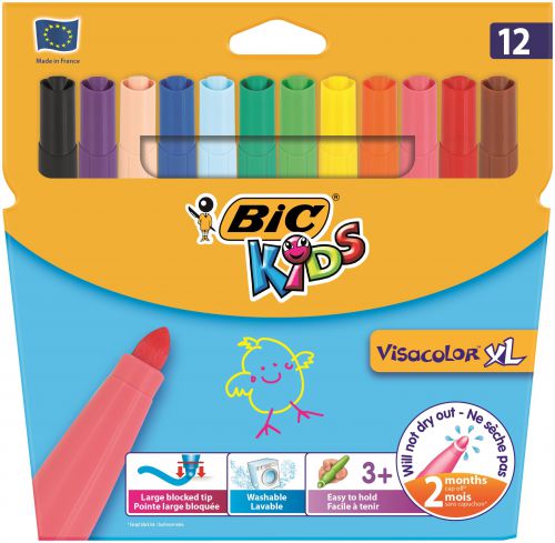 Bic Kids Visa XL Felt Tip Pens Assorted (Pack of 12) 829007