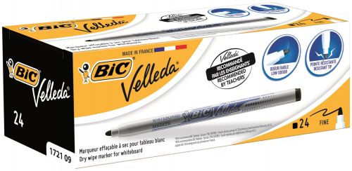 Bic Velleda 1721 Whiteboard Marker Bullet Tip 1.5mm Line Black (Pack 24)