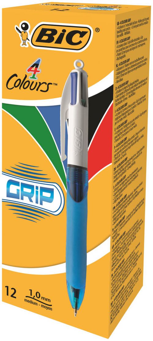 Bic 4 Colours Comfort Grip Ballpoint Pen Pack of 12