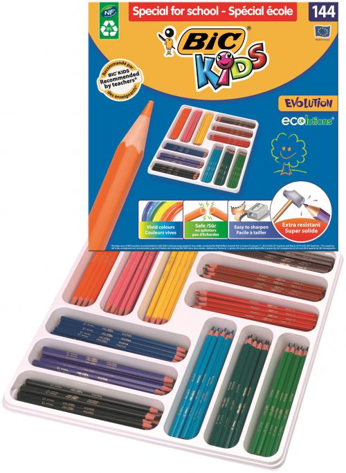 Bic Kids Evolution Ecolutions Pencils Assorted (Pack of 144) 887830