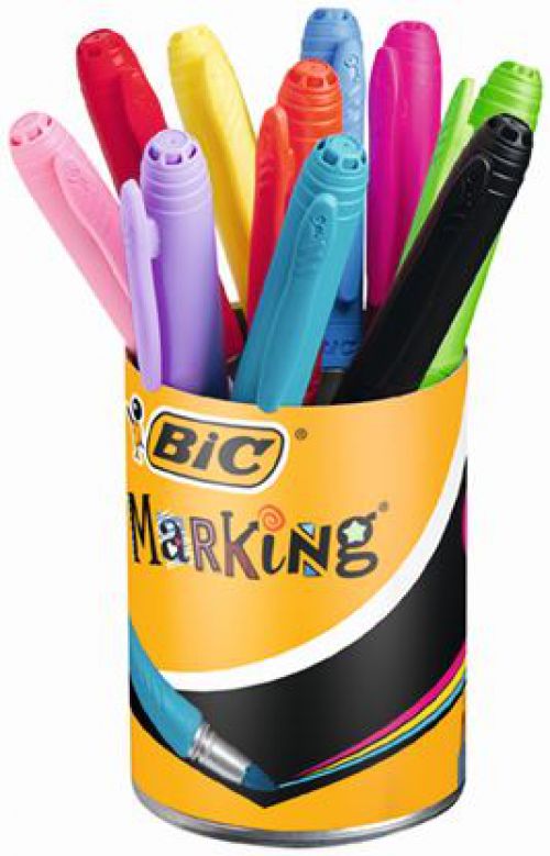 BIC Permanent Markers Colour Collection Non-toxic Fine Tip 1.8mm 0.8mm Line Assorted Ref 943163 [Pack 12]