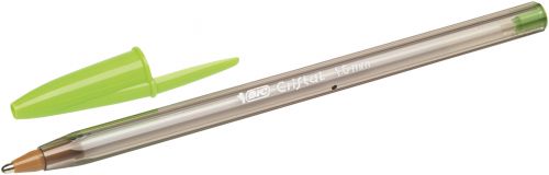 68975BC - Bic Cristal Fun Ballpoint Pen 1.6mm Tip 0.42mm Line Lime Green (Pack 20) - 927885