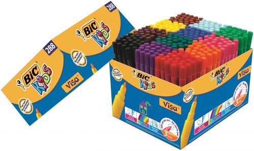 Bic Kids Visa Felt Tip Pens Washable Fine Tip Class Pack Assorted Ref 897099 [Pack 288]