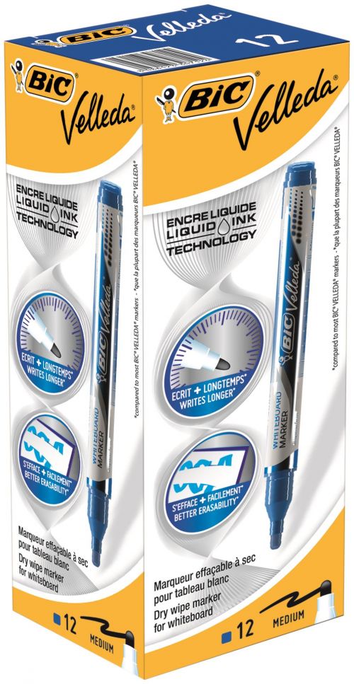 Bic Velleda Liquid Ink Pocket Dry Wipe Markers Blue