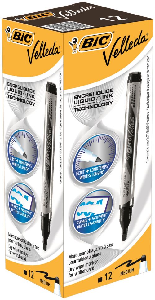 Bic Velleda Liquid Ink Pocket Dry Wipe Markers Black
