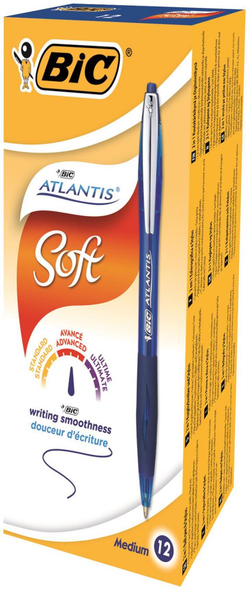 Bic Atlantis Premium Retractable Ballpoint Pen 0.32mm Line Blue (Pack 12)