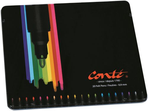 Bic Conte Colouring Felt Tip Pens Assorted Tin of 20