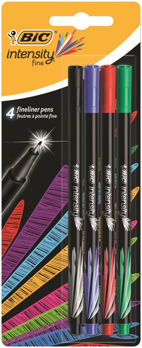 Bic Intensity Fine Liner Pens Standard Assorted Blister of 4