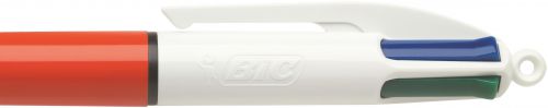 Bic 4 Colours Fine Ballpoint Pen 0.8mm Tip 0.30 Line Red/White Barrel Black/Blue/Green/Red Ink (Pack 12) - 982867