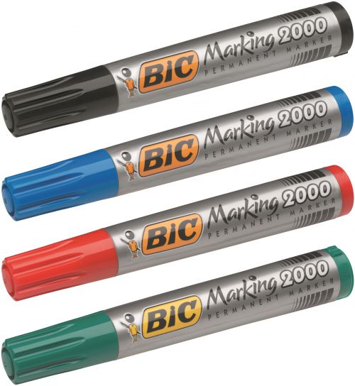 68947BC | BIC Marking 2000 ECOlutions is a versatile Permanent Marker that is quick drying and can be left uncapped for up to 1 month without drying out, making it perfect for use at home, school or the office. The alcohol-based ink will stand out on most surfaces. It dries quickly, has a low odour, and is resistant to fading. The tip will not dry out even if the cap is left off for a month, making this a Permanent Marker that will last you a long time.