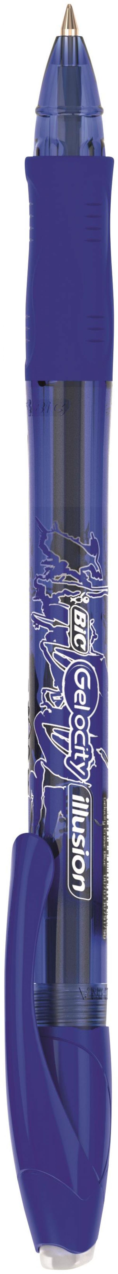 Bic Gel-ocity Illusion Erasable Gel Rollerball Pen 0.7mm Tip 0.3mm Line Blue (Pack 12)