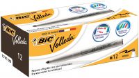 Bic Velleda Marker Whiteboard Dry-wipe 1741 Fine Bullet Tip 1.4mm Line Black Ref 1199174109 [Pack 12]