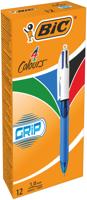 Bic 4 Colours Comfort Grip Ballpoint Pen 1mm Tip 0.32mm Line Blue/White Barrel Black/Blue/Green/Red Ink (Pack 12)