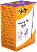 Bic Round Stic Grip Ballpoint Pen 1mm Tip 0.32mm Line Purple (Pack 40) - 920412
