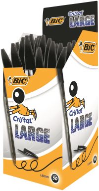 Bic Cristal Large Ball Pen Broad 1.6mm Tip 0.42mm Line Black Ref 880648 [Pack 50]
