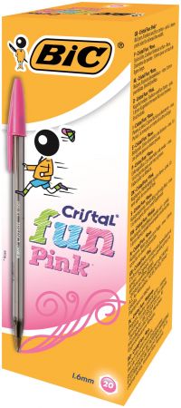 Bic Cristal Fun Ballpoint Pen 1.6mm Tip 0.42mm Line Pink (Pack 20) - 929056