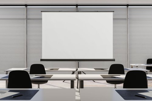 BQ81902 | The flame retardant and mildew resistant screen can be adjusted for 4:3, widescreen or square projection formats. The design features an adjustable screen angle to eliminate the keystone effect from overhead projectors. The sturdy tripod base and matte white screen unfold in seconds, and when you are done it is just as easy to pack it back into the sturdy steel case. This item boasts a square screen 1500mm wide.
