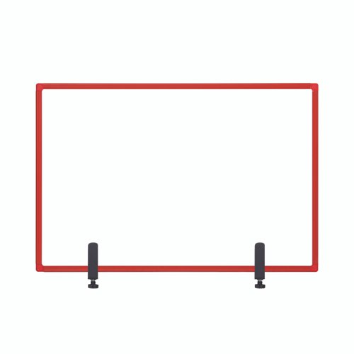 Bi-Office Transparent Acrylic Red Aluminium Desktop Divider; 1200x900mm