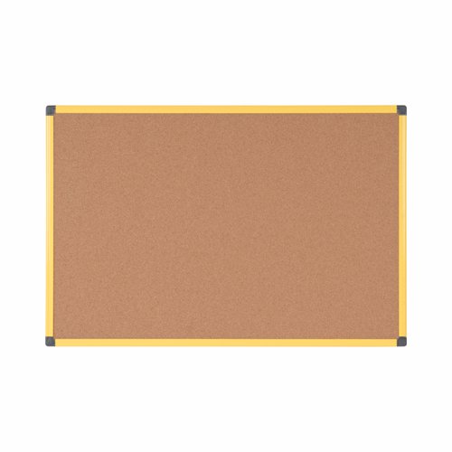 Bi-Office Ultrabrite Cork Noticeboard Yellow Aluminium Frame 600x900mm - CA0311721