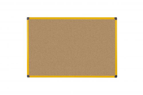 68559BS - Bi-Office Ultrabrite Cork Noticeboard Yellow Aluminium Frame 600x900mm - CA0311721