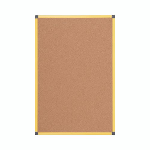 Bi-Office Ultrabrite Cork Noticeboard Yellow Aluminium Frame 1200x900mm - CA0511721