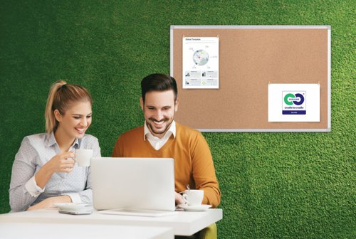 Bi-Office Earth-It Cork Noticeboard Aluminium Frame 1800x900mm - CA071790 68951BS Buy online at Office 5Star or contact us Tel 01594 810081 for assistance