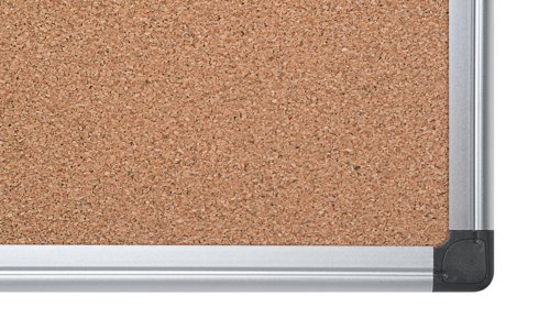 Simple and straightforward, the Bi-Office Maya Cork boards are the most versatile notice boards in the market. Sober and well-designed solution, these notice boards are extremely adaptable, durable, and efficient to meet your needs. Thanks to the top quality natural surface and self-healing resilient cork, attaching your notes or memos are easy with the help of a push pin. The cork natural surface allows the use of push pins without leaving marks.This sturdy board is made of lightweight, yet durable aluminium with a sleek, modern look that features an anodized finish and safe rounded edges. The 4-corner fixing system is simple and allows both vertical or horizontal wallmount. It is a useful tool for displaying reminders, memos, documents, and other items. This notice board is a great way to stay organized and keep important information visible.