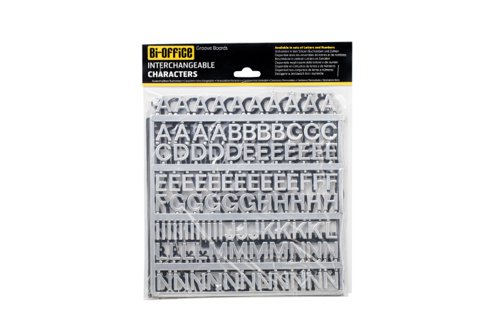 Bi-Office Changeable Letterboards Characters; 19mm; Silver Colour; Letters For Grooved Letterboards; 235 Characters Pack