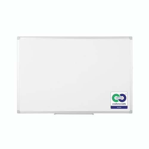 43912BS | This Silver C2C certified professional and ecological whiteboard, is the top solution to write and erase intensively. The enamel magnetic surface is highly scratch resistant and suited for the most demanding and intensive uses. Made from sustainable and recycled aluminium, its frame is thin robust and discrete, with grey corners.