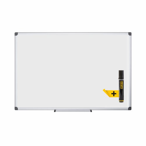 44108BS | Make your meetings, lessons, conferences, and training sessions more dynamic and engaging with the Bi-Office Maya Whiteboard. It's a user-friendly and all-purpose solution to promote effective communication, the key to success. The dry-wipe ceramic surface is scratch-resistant, enables seamless writing and it's ideal for intensive use (25-year warranty). You can write and draw, erase it and do it all over again. Brainstorm ideas and plan. Better explain a subject and let creativity flow. Use it as a chores board and write down memos. All in one place. You can also enhance your presentations by using magnets to display information, post notes or pictures. This whiteboard is compatible with dry wipe markers, magnets, erasers, and wipes, and includes a clip-on tray to hold accessories. Plus, it can be horizontal or vertical wall-mounted, so it's a great option to save room space.