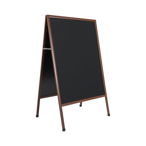 Bi-Office Transitional A-Frame Chalkboard - 600 x 900 mm - Non-Magnetic Surface, Walnut MDF Frame