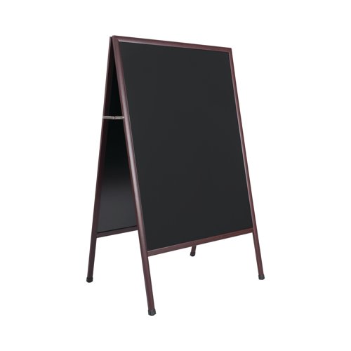Bi-Office Transitional A-Frame Chalkboard - 900 x 1200 mm - Non-Magnetic Surface, Cherry MDF Frame
