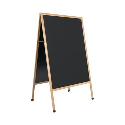 Bi-Office Transitional A-Frame Chalkboard - 900 x 1200 mm - Non-Magnetic Surface, Oak MDF Frame