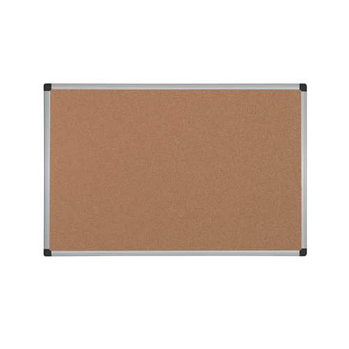 Bi-Office Slim Display System Notice Board, 600 x 900 mm - Double-Sided Cork Surface, Aluminium Frame