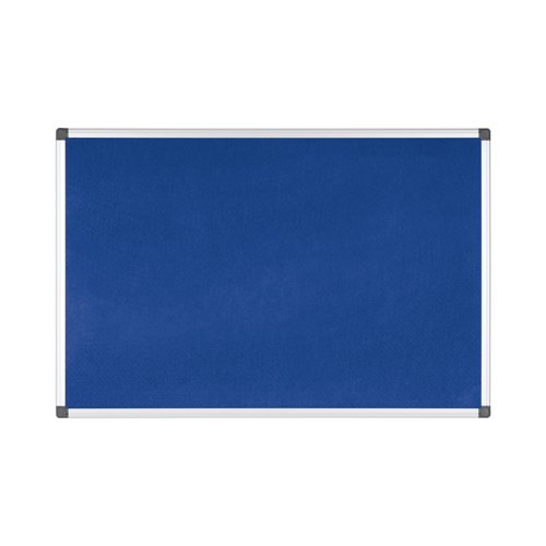 Bi-Office Slim Display System Notice Board, 600 x 900 mm - Double-Sided Blue Felt Surface, Aluminium Frame