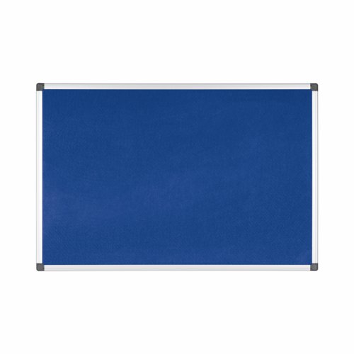 Bi-Office Slim Display System; 120x90cm; Double-Sided Modular Board; Blue Felt Surface; Aluminium Frame